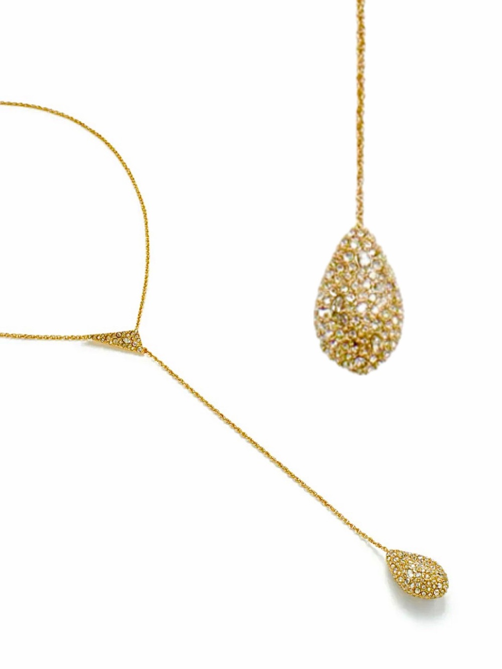 Alexis Bittar Gold Pavé Crystal Origami Lariat Necklace